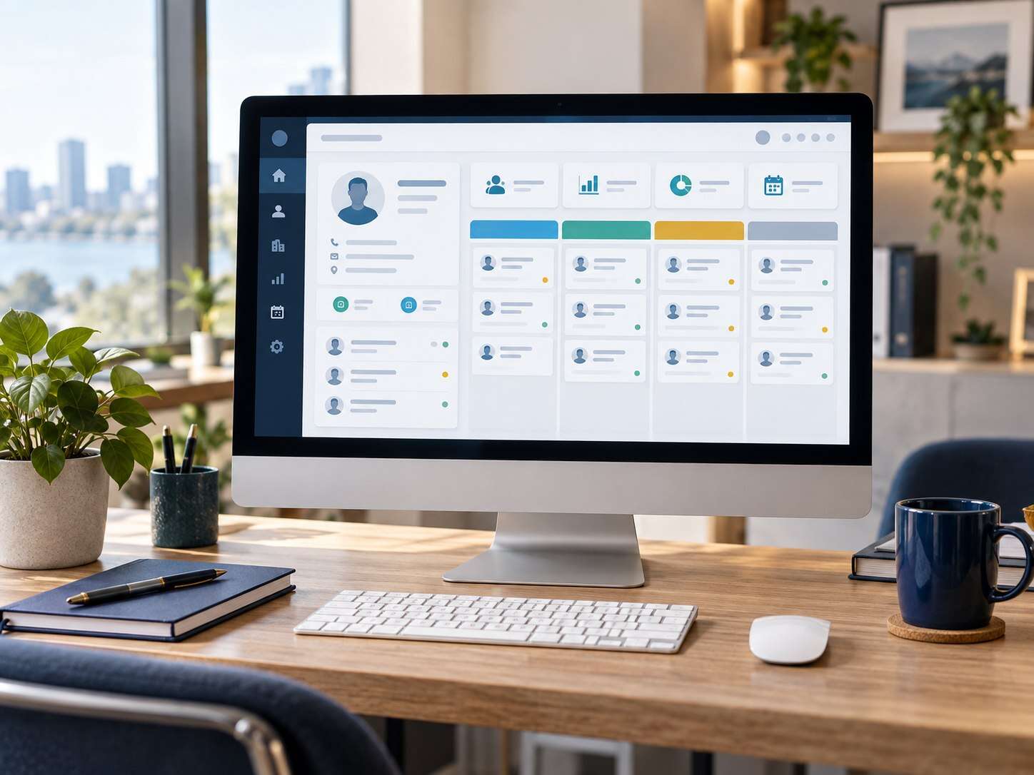 Specialist at desk with dashboards